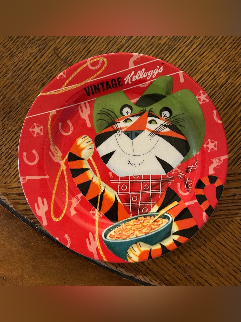 Kellogg’s Cereal Advertising Breakfast Plate Cowboy Tony the Tiger, 8”